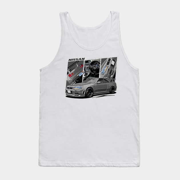 Nissan Skyline r34 GTR Nardo, JDM Car Tank Top by T-JD